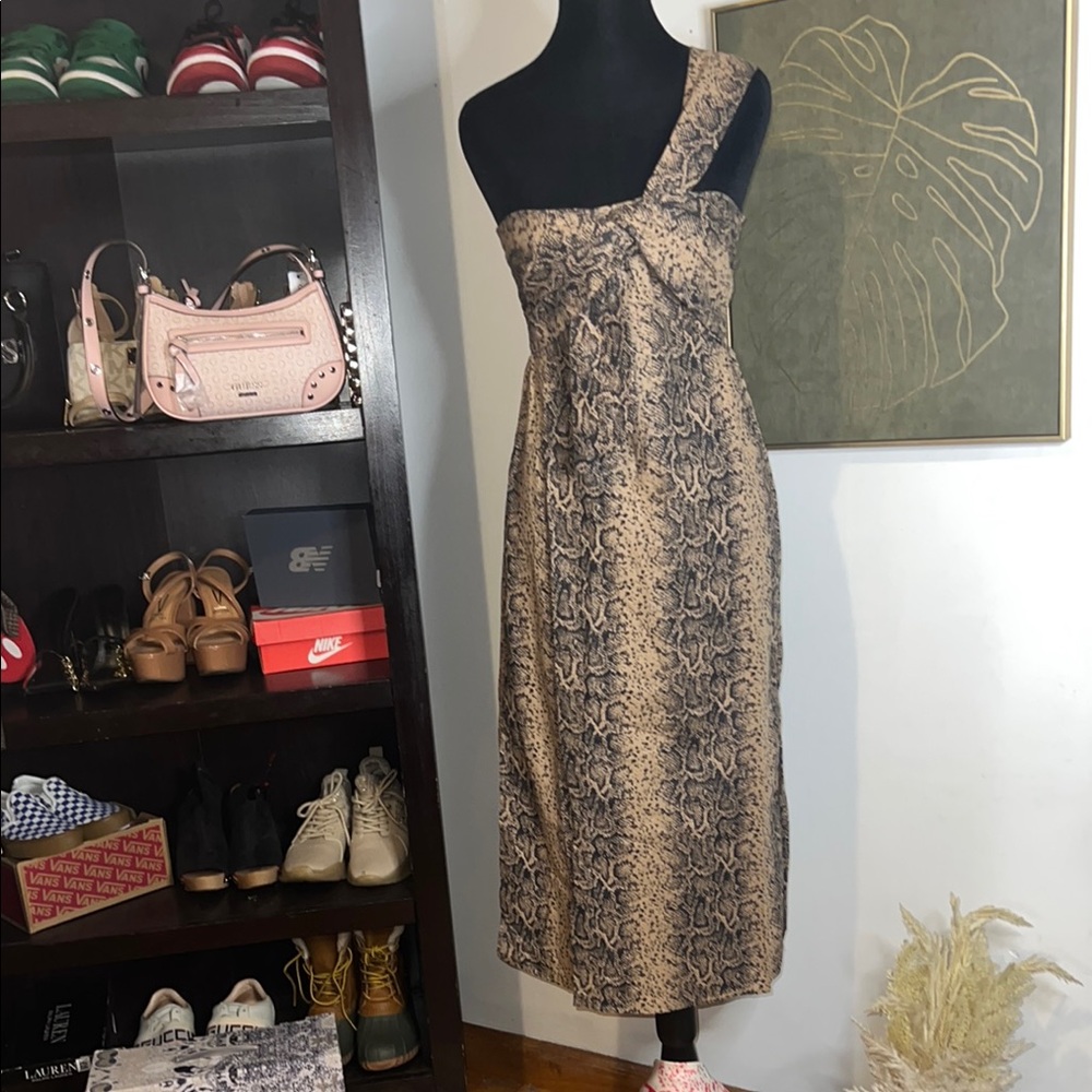 ASOS Brown One Shoulder Cocktail Sundress
